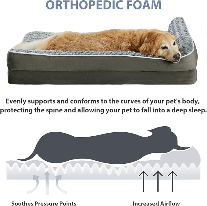 BFPETHOME Orthopedic Dog Beds for Large Dogs-Waterproof Sofa Dog Bed with Removable Washable Cover, Big Pet Bed with Waterproof Lining and Nonskid Bottom,Pet Bed for Large Dogs-PawvioPets