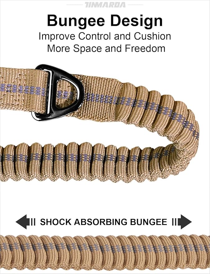 Dog Leashes for Medium Large Dogs Heavy Duty, 4-6FT Shock Absorbing No Pull Dog Leash with Advanced Easy Metal Clip, 2 Comfortable Padded Handles (Coyote Brown)-PawvioPets