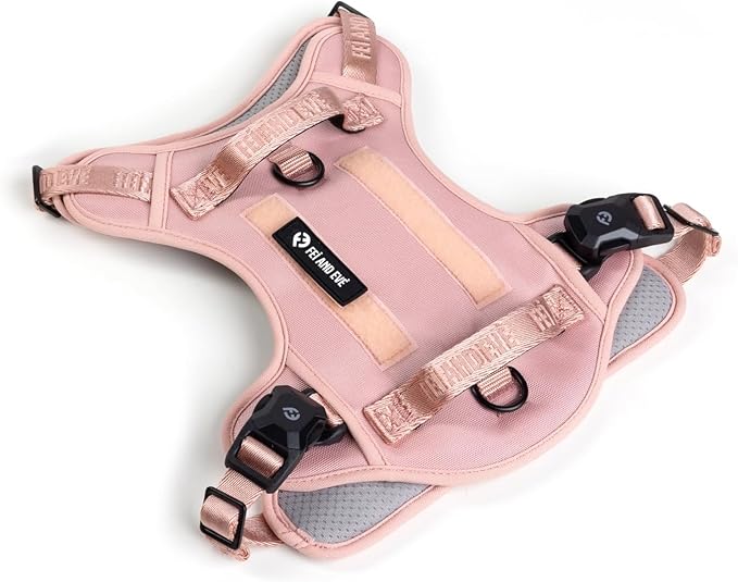 2025 New Edition, Fei & Eve MagEase Dog Harness - 3-Second Magnetic Buckles | 3-Point No-Pull Control | Heavy-Duty 900D Nylon | Dual Safety Handles | Breathable Mesh | Adjustable Fit | X-Large, Pink-PawvioPets