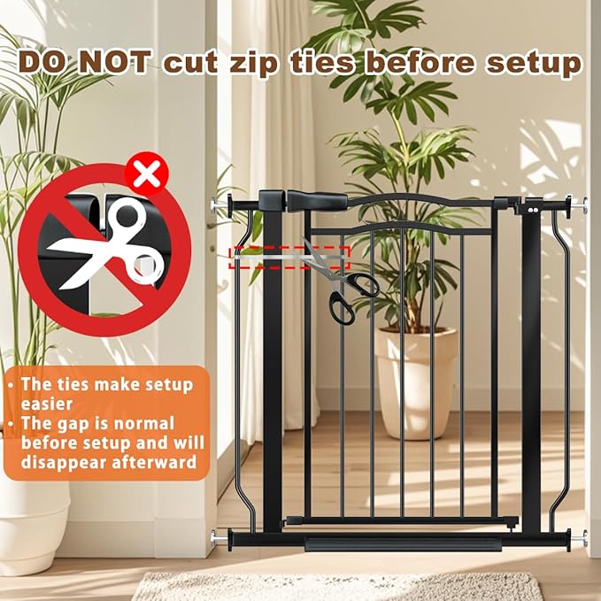 30" Tall Narrow Baby Gate for Doorways No Drill 29.5-33.8" Wide, Auto Close Press Mounted Baby Gate Indoor for Kids, Walk Through Pet Gates for Stairs, Black-PawvioPets