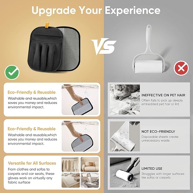 2PCS Pet Hair Removal Glove for Cats & Dogs Five-Finger Electrostatic Magic Brush Pet Hair Remover Glove for Clothing, Couch, Carpet, Furniture, Car Seat-PawvioPets