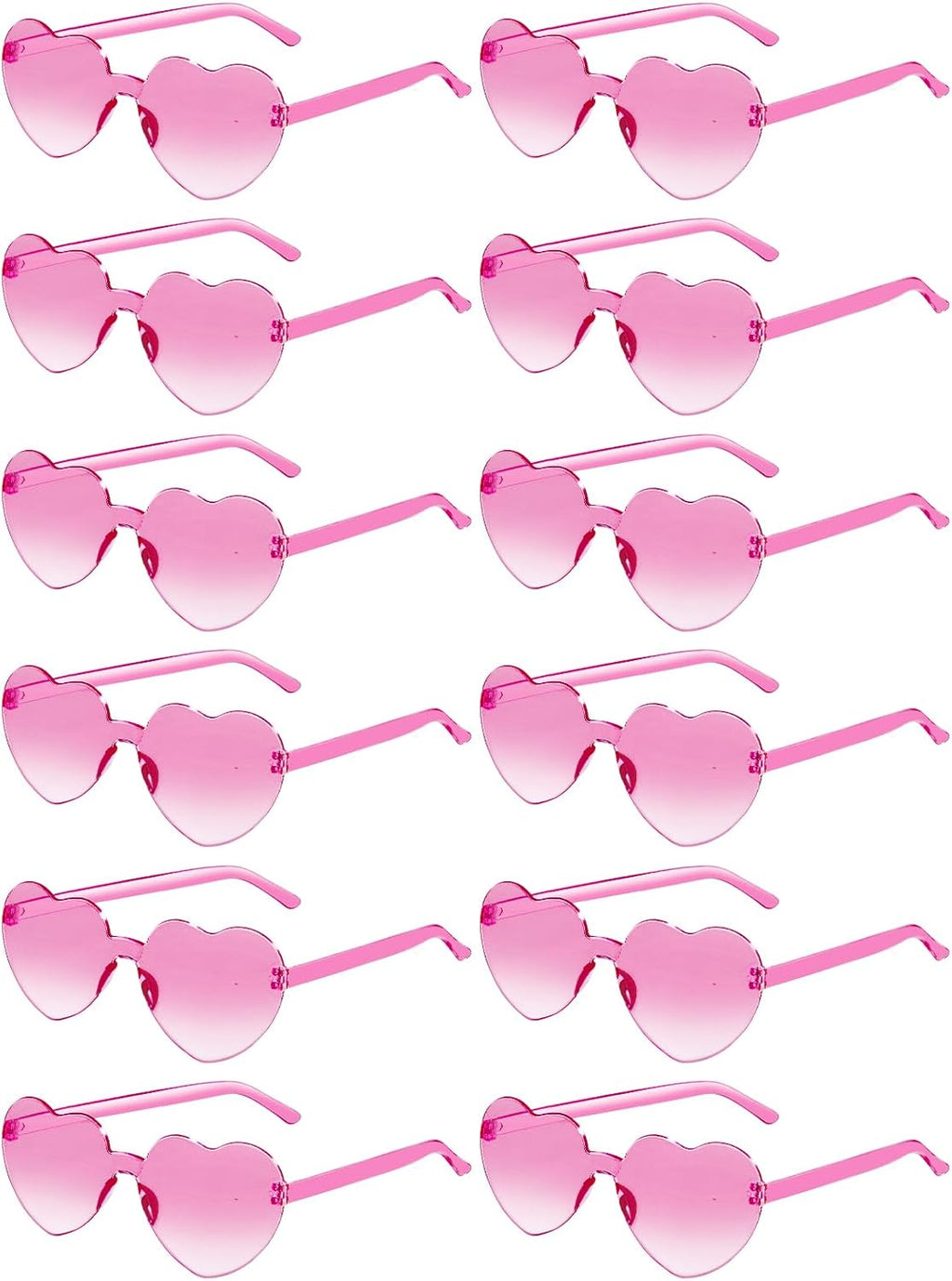 12 Pairs Heart Shaped Sunglasses for Women Colorful Glasses Fun Trendy Transparent Heart Sunglasses Party Favor (Gradient Pink)