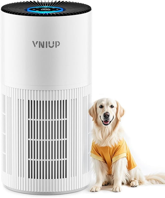 Air Purifiers for Home Large Room up to1600 ft², VNIUP H14 True HEPA Air Purifier for Bedroom, PM 2.5 Display Air Quality Sensor Air Cleaner for for Home Pets Dorm Room Bedroom Office, ZQA-6000A-PawvioPets