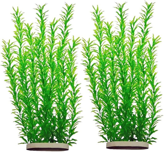 DSkoiph 2 pcs Aquarium Decor Plastic Plants Extra Large 21 Inches Artificial Fish Tank Plants Tall Fish Tank Decorations Artificial Green Water Plants (Green)-PawvioPets