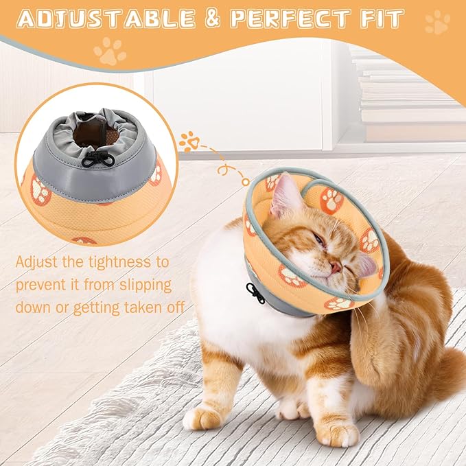 Cat Cone Collar Soft to Stop Licking After Surgery Cat Recovery Collar for Small Large Cats Adjustable Elizabethan Collar-PawvioPets