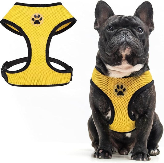 BINGPET No Pull Dog Harness,Soft Mesh Breathable All Weather Vest Harness,Safety Protection Design Durable Adjustable Step-in Easy Walk Dog Harness for Small Medium Large Dogs(Yellow,M)-PawvioPets
