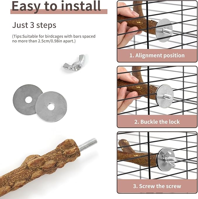 Bird Perches, 6pcs Natural Wood Birds Stand Branch, Bird Perch Chewing Stick Cage Accessories Parrot Climbing Standing Branches Paw Grinding Fork Sets for Parakeet Lovebirds Cockatiels-PawvioPets