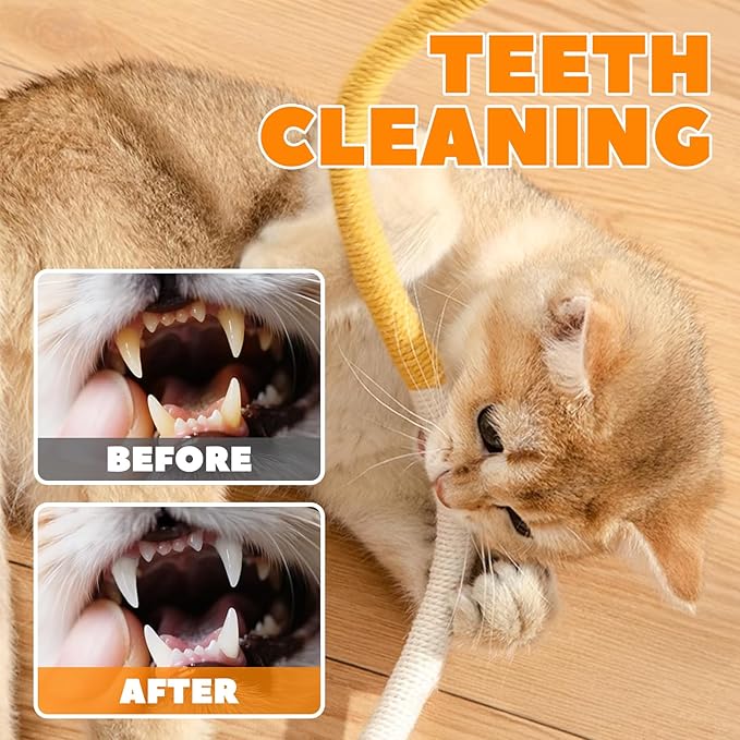 Cat Chew Ropes 3 Pack with Natural Catnip, Interactive Catnip Toys for Indoor Cats, Safe Teeth Cleaning Kitten Rope Toy, Durable Cat Kicker Chew Toy for All Breeds-PawvioPets