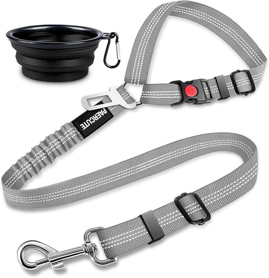 2 Piece Set Retractable Dog Car Seatbelts - Adjustable Pet Seat Belt for Vehicle Headrest Restraint - Heavy Duty & Elastic & Durable Car Harness-PawvioPets