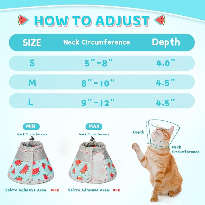 Cat Cone Collar Soft to Stop Licking, Adjustable, Foldable Lightweight Kitten Cones After Surgery Recovery for Cats & Kittens, Cat Cone Alternative (Blue, L)-PawvioPets