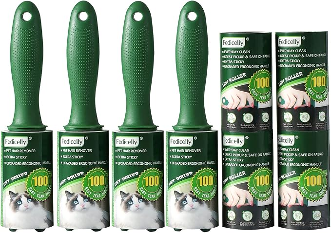 Fedicelly Lint Rollers Pet Hair Extra Sticky Clothes,Cat Dog Hair Remover Laundry Furniture Carpet,Total 800 Sheets Lint Remover Brush for Couch Green-PawvioPets