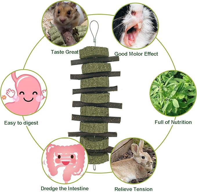 Generic Rabbit Bunny Treat Hamster Chew Toys Grass Cakes Heart Shaped Chew Toys Pets Treats for Bunny Rabbits Hamster Chinchilla Guinea Pigs 2Pcs-PawvioPets