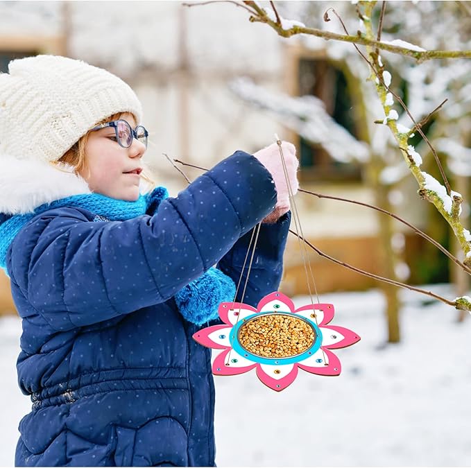 Fennoral 4 Pack Bird Feeder Kits for Kids Make Your Own Bird Feeders Wooden Art and Craft for Girls Boys Ornaments DIY to Paint Bird Feeders Craft for Spring Garden Outdoor Summer Activities Project-PawvioPets