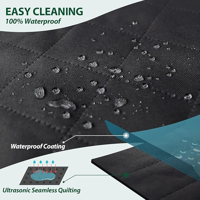 Dog Car Front Seat Cover with Side Flaps & Buckle Straps for Pet, 100% Waterproof 600D Oxford Single Seat Protector Heavy Duty Quilted Scratch Proof, Universal Size for SUV Truck, Black-PawvioPets