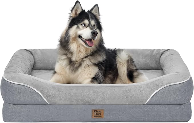 Washable Orthopedic Large Dog Bed - Extra Large Dog Beds with Bolsters Removable Orthopedic Foam Support Dogs Bed Waterproof Cover Non-Slip Bottom Pet Beds-PawvioPets