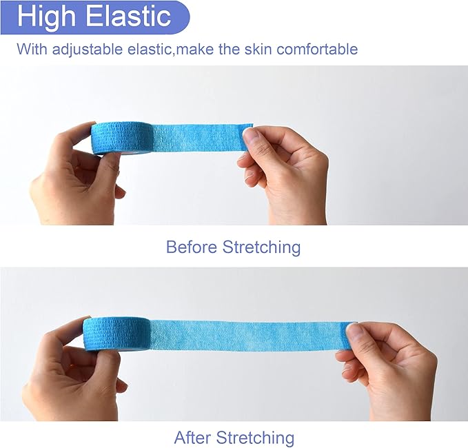 9 Pack 1" x 5 Yards Self Adhesive Bandage Wrap Self Stick Wrap for Ankle, Wrist, Finger, Sports, Breathable Cohesive Vet Tape for Pets (Light Blue)-PawvioPets