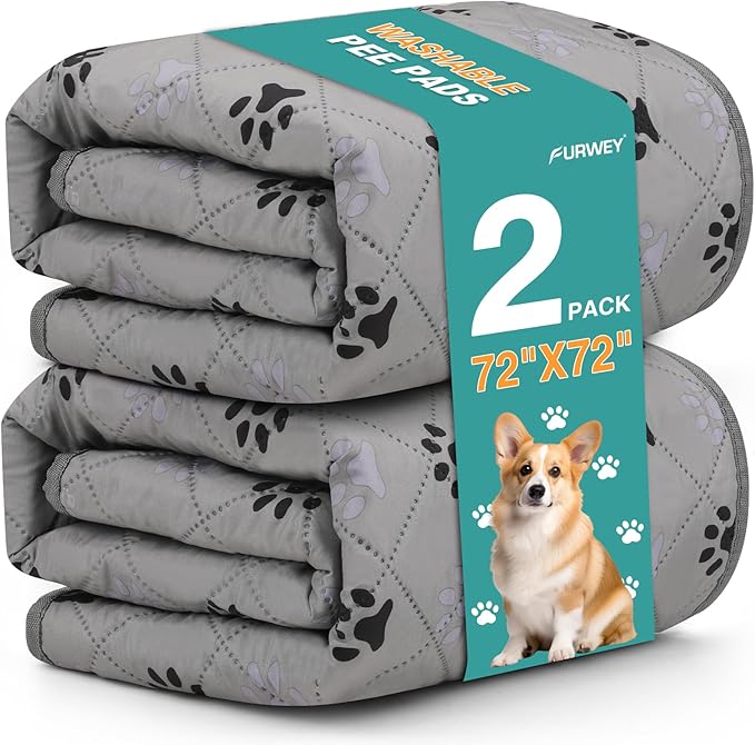 2 Pack Extra Large 72"X72" Washable Pee Pads for Dogs Super Absorbent Dog Training Pads Non-Slip Waterproof Pet Training Pads Mats Whelping Pads for Dogs Cats Puppy-PawvioPets