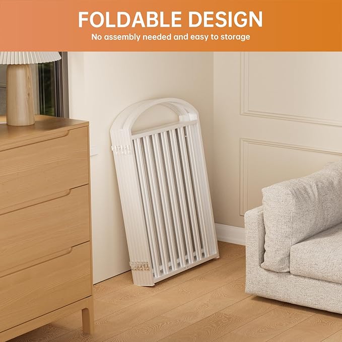 6 Panles Full Matel Freestanding Dog Gates with Door, 144"Extra Wide 32"Tall Free Standing Dog Pet Gate for Indoor & Outdoor. Foldable Pet Fences for Doorways, House, Stairs, Porch, Deck, Yard-PawvioPets