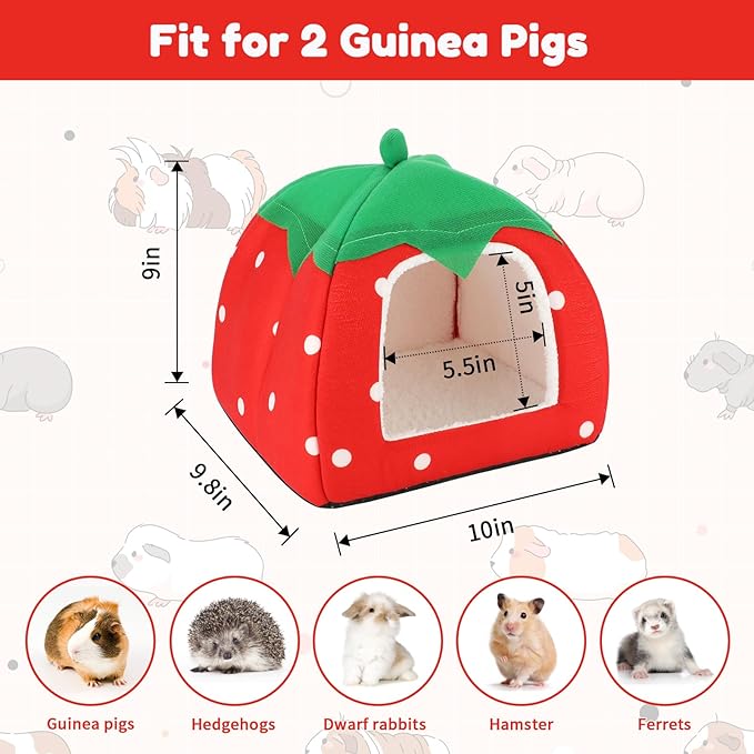 BWOGUE Guinea Pig House Bed Cozy Hamster Cave Large Hideout for Dwarf Rabbits Hedgehog Bearded Dragon Winter Nest Hamster Cage Accessories-PawvioPets