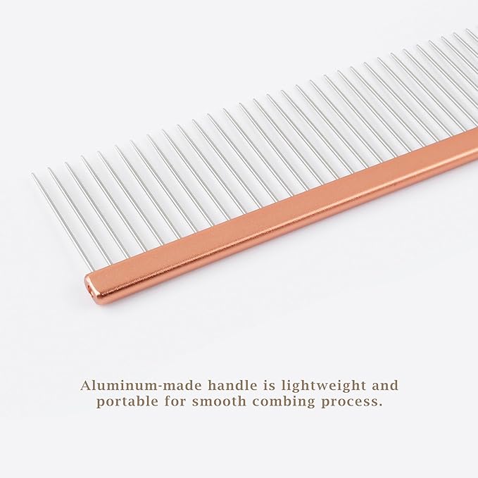 2-in-1 Greyhound Comb for Dogs, Meler Greyhound Comb (Half Curved/Coarse), 86 Stainless Steel Pins Dog Comb, Aluminum 24.5cm Handle, Lightweight, Remove Dogs’ Eye Debris, Fur Tangle Free-PawvioPets