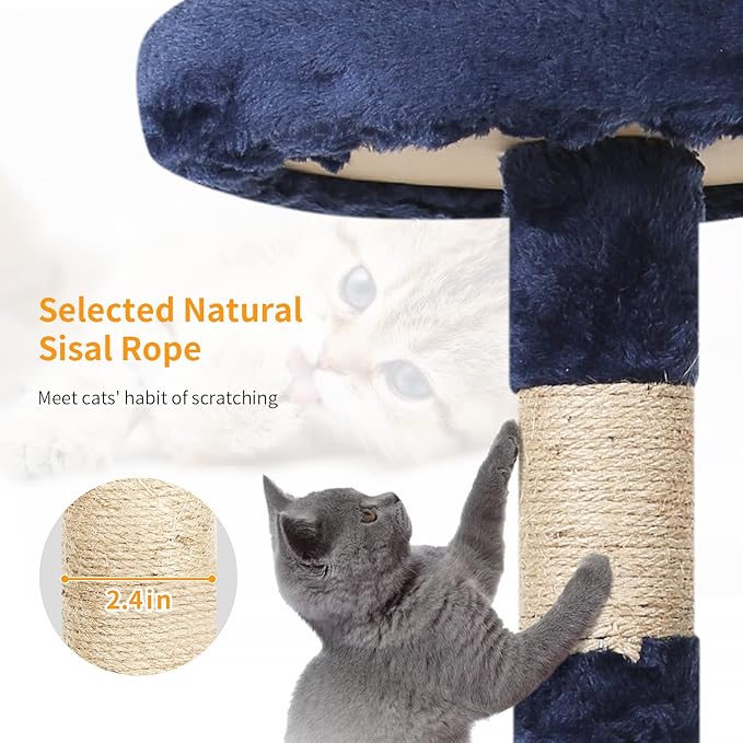 BestPet Cat Tree 36 inch Tall Scratching Toy Activity Centre Cat Tower Cat Condo Multi-Level Furniture Scratching Posts for Indoor Cats,Navy Blue-PawvioPets