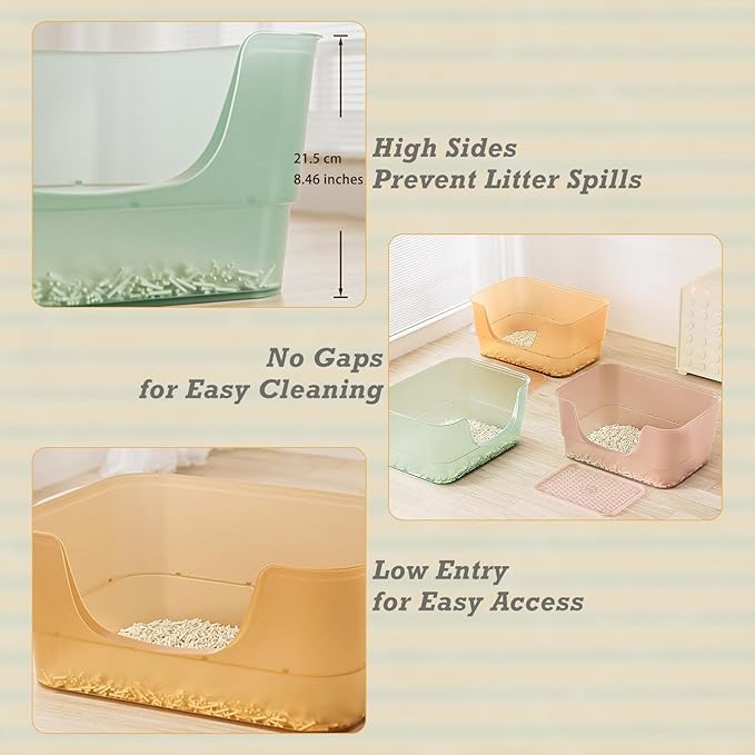Extra Large Cat Litter Box with Clear Jelly Color,High Sided Litter Box for Big Cats,XL Cat Litter Box for Multiple Cats,Jumbo Cat Litter Box,Giant Kitty Litter Box,Anti-Splashing,Easy to Clean-PawvioPets