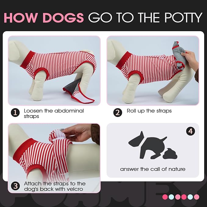 FUAMEY Dog Recovery Suit Male,Dogs Surgery Neuter Suits Puppy Spay Shirts for Female Protect Dog's Skin Anti Licking Abdominal Wounds Doggie Onesie Pet Bodysuit Alternative to Cone Red Stripes S-PawvioPets