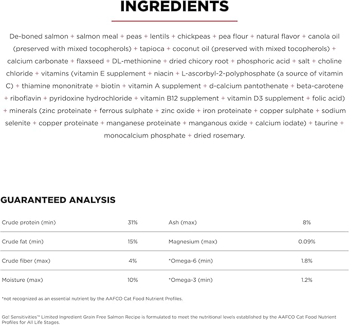 Go! Solutions Sensitivities Limited Ingredient, Grain-Free Dry Cat Food, Salmon Recipe for Sensitive Stomach, 6 lb Bag-PawvioPets
