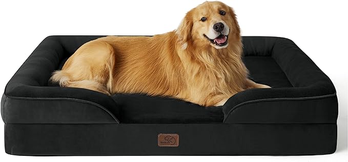 Bedsure XL Plus Orthopedic Dog Bed for Extra Large Dogs - Washable XLarge Dog Cat Bed Waterproof, Comfort Dogs Couch Sofa with Washable Removable Cover, Pet Bed with Nonskid Bottom, Black, 48"-PawvioPets