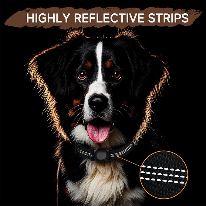 Dog Collar Compatible with Airtag, with Waterproof Cover, Multiple Colors, Multiple Sizes, Breathable Cotton and Linen Material, Suitable for Small, Medium and Large Dogs-PawvioPets