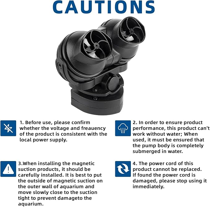 FREESEA Wave Maker for Aquarium Powerhead: 1600 GPH Circulation Pump - 360° Adjustable Power Head Wavemaker with Magnetic Suction for 75 Gallon - 125 Gallon Fish Tank | Saltwater | Freshwater-PawvioPets