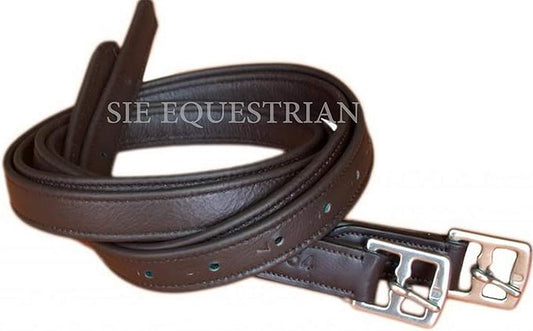 54" / 60" New 1" Super Soft English Stirrup Leathers Black/Havana (Havana, 54" x 1")-PawvioPets