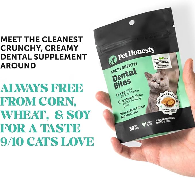 Fresh Dental Bites for Cats - Crunchy & Creamy Cat Dental Treats for Fresh Breath, Plaque + Tartar Control, Cleans Teeth + Gums, Daily Cat Oral Care (30 Day Supply)-PawvioPets