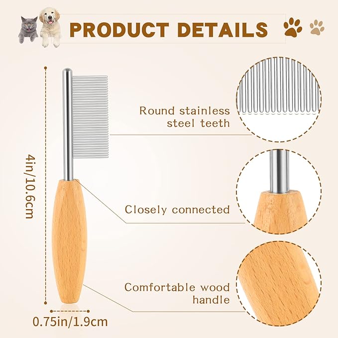 DLUGOPIS 4 In Pet Face and Finishing Comb for Dogs Small Faces Metal Pocket Comb Perfect For Matted Fur Knots Tangles-PawvioPets
