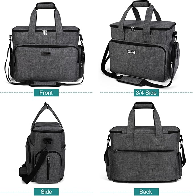 BAGLHER Dog Travel Bag, Airline Approved Pet Tote Organizer with Multi-Function Pockets, 2 X Food Storage Containers and 2 X Collapsible Dog Bowls, Perfect Weekend Pet Travel Set for Dog, Cat Grey-PawvioPets