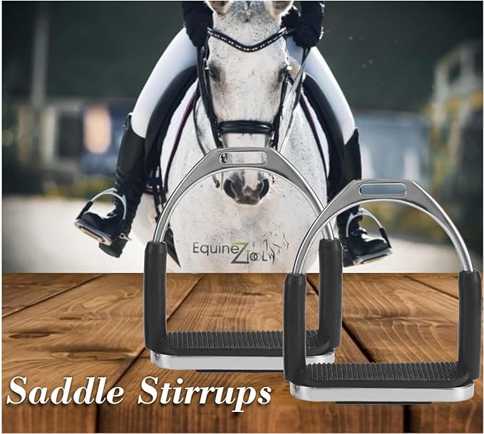 Flex Stainless English Saddle Stirrups Iron Pads Knee Ankle Stress Pain Relief-PawvioPets