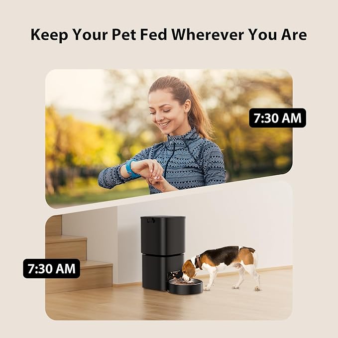 Automatic Cat Feeder, 5L/21 Cup Timed Automatic Pet Feeder, Dual Power Auto Dog Feeders, Pet Dry Food Dispenser for Cats & Small Dogs, 1-10 Meal Programmable 1-15 Portion Control Cat Feeder(Not WiFi)-PawvioPets