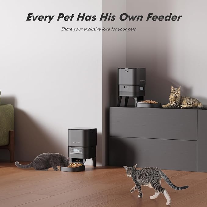 Automatic Cat Feeder - Nityers 4L Timed Cat Dry Food Dispenser, Programmable Portion Size,1-6 Meals Per Day, Dual Power Supply, Detachable Washable, Auto Pet Feeder for Cats and Small Dogs-PawvioPets