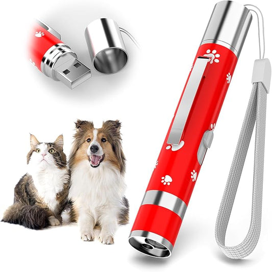 EAWONGEE Cat Toys Rechargeable, Indoor Cats Chase Light, Interactive for Kitty Pet Dog with 3 Light Modes 5 Patterns, Red-PawvioPets