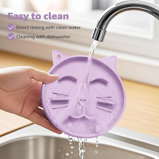 Coomazy Silicone Slow Feeder Dog Cat Bowls, Interactive Puzzle Toy for Pets Dry/Wet Food Training, Keeps Dogs Cats Busy, Prevents Puppy Kitty Overeating (Purple, 0.8 Cup)-PawvioPets