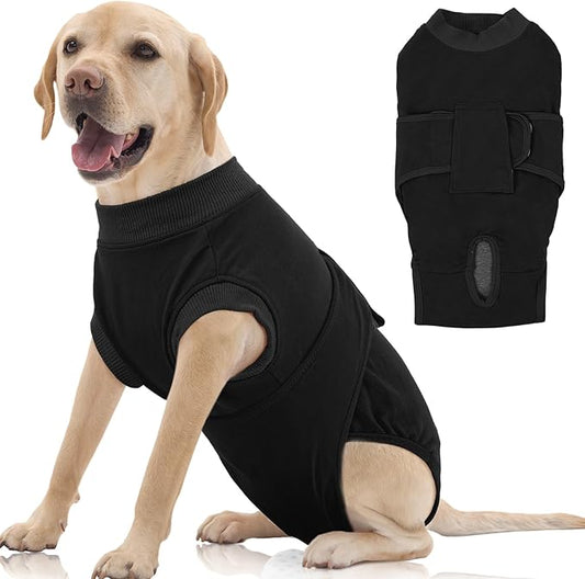 FUAMEY Dog Recovery Suit Male,Dogs Surgery Neuter Suits Puppy Spay Shirts for Female Protect Dog's Skin Anti Licking Abdominal Wounds Doggie Onesie Pet Bodysuit Alternative to Cone Black XXL-PawvioPets