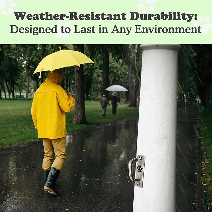 Canine Hitch- Secure Dog Leash Parking Mounted Indoor – Outdoor Wall Hook - Tie Out Stainless Steel Practical Lead Management for Home & Business, Slim Compact 2 Pack-PawvioPets