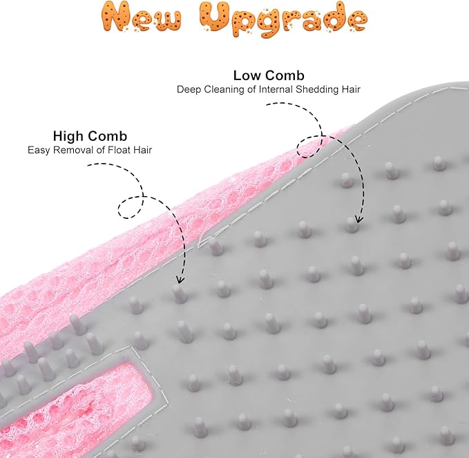 2 in 1 Pet Grooming Glove for Cats & Dogs, Efficient Deshedding Brush Pet Long Short Fur Removal Glove, Gentle Massaging Puppy Kitten Bathing Grooming Brush Tool, Easy Clean Floating Hair Mitt-PawvioPets