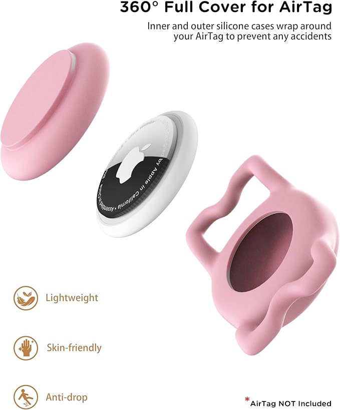 Dog Collar with Waterproof AirTag Holder & Anti-Lost QR Code, Cute Bling Warpping Adjustable Width for Small Medium Large Pet (Red, M)-PawvioPets