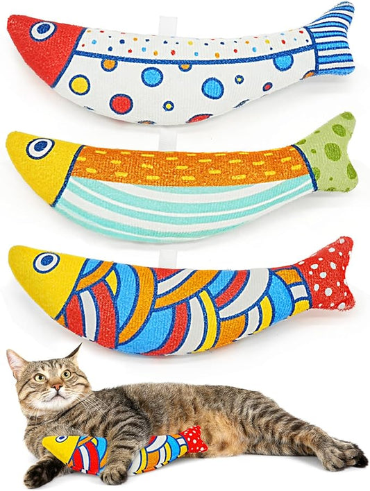 Cat Fish Catnip Toys for Cats, Pet Chew Toy for Bored Indoor Adult Cats, Crinkle Cat Kicker Toy for Indoor Kittens-PawvioPets