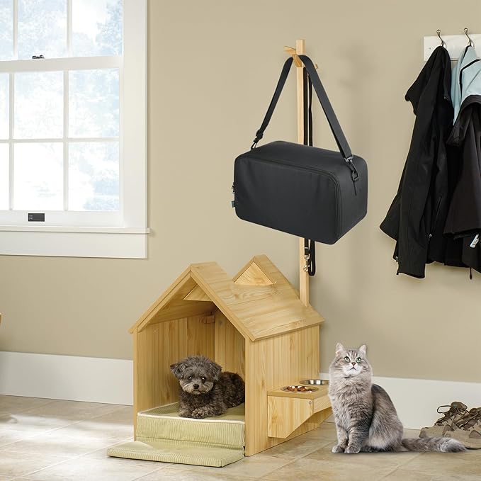 Beautyflier Pet Grooming Supplies Organizer, Protective Tote Bag Case for Pet Grooming Kit & Vacuum Suction Dogs Cats Hair, Travel Pouch Bag for Pet Dog Grooming Vacuum Kit, Bag Only (Black)-PawvioPets