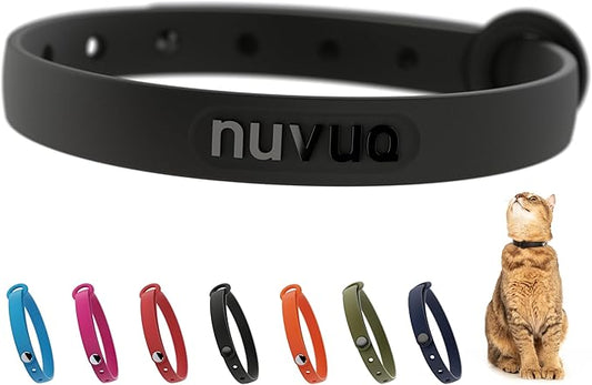 Black Cat Collar - Soft, Comfortable, and Lightweight Breakaway Collar with Name Tag Ring for Outdoor Cats and Sensitive Skin Pets by Nuvuq (6 ⅞" to 10 ¼", Black)-PawvioPets
