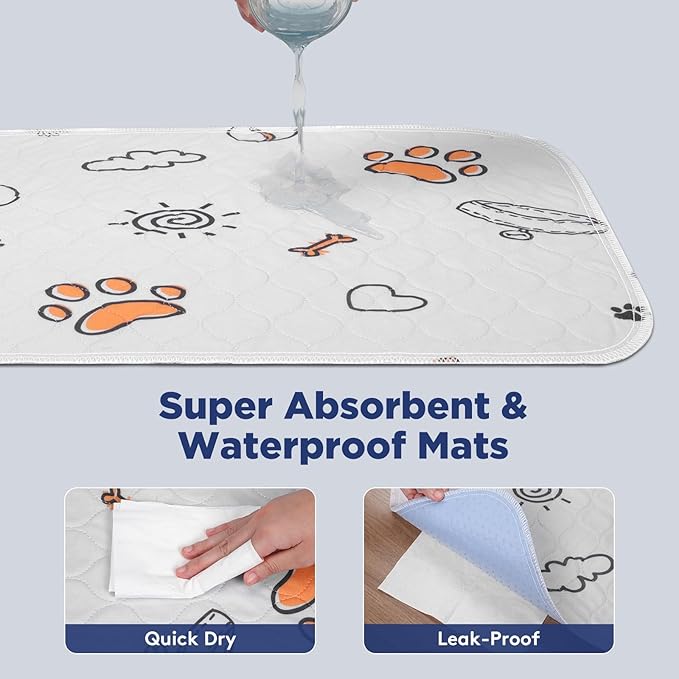 FURTIME Washable Pee Pads for Dogs, 2 Pack Large 41''x41'' Super Absorbent Reusable Dog Training Pads, 100% Waterproof Non-Slip Whelping Playpen Crate Mat Bed Products Gray (Gray Puppy Pads-41x41)-PawvioPets