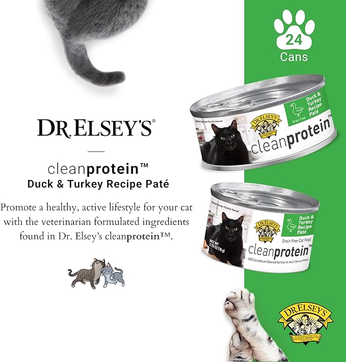 Dr. Elsey's cleanprotein Duck & Turkey Recipe Wet Cat Food (Case of 24), 2.75 oz Canned Food-PawvioPets