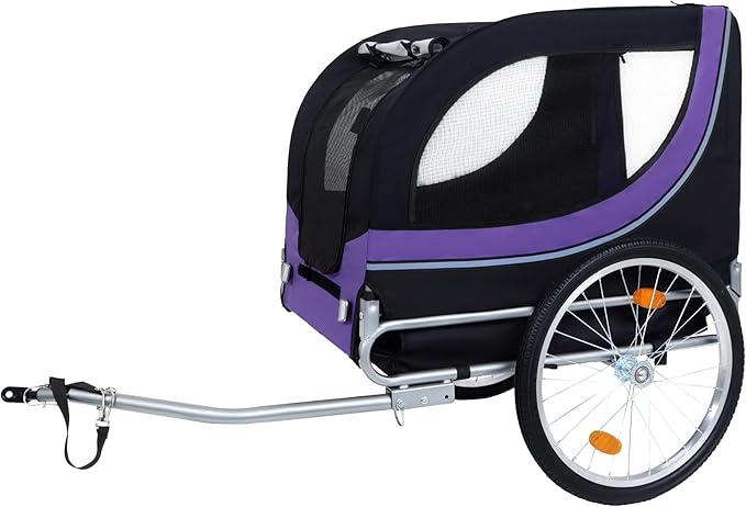 Blue-Grey Large Folding Bike Trailer for Dogs – Heavy-Duty Steel Frame, 66LB Capacity Pet Carrier for All-Terrain Cycling, Jogging & Camping Adventures!-PawvioPets